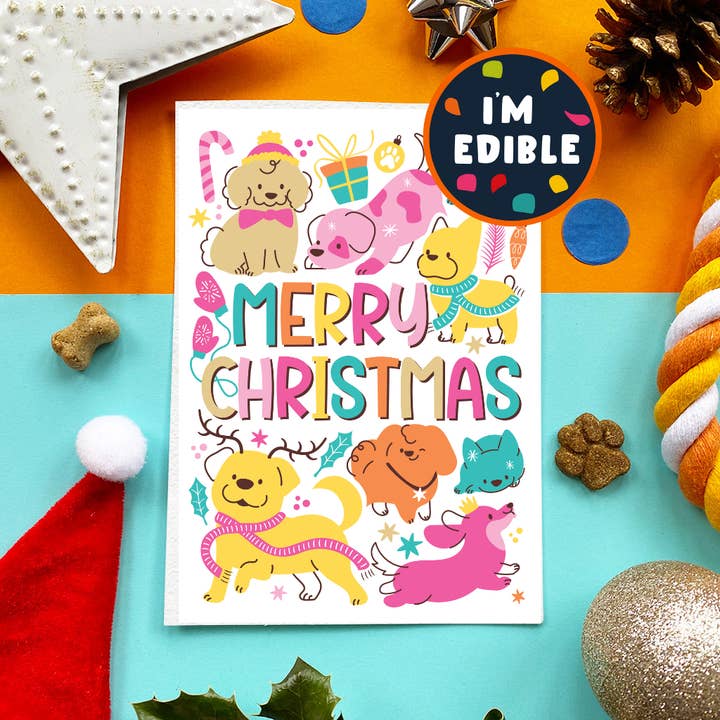 🎨 Christmas Pastel – Edible Dog Card for wholesale by Scoff Paper
