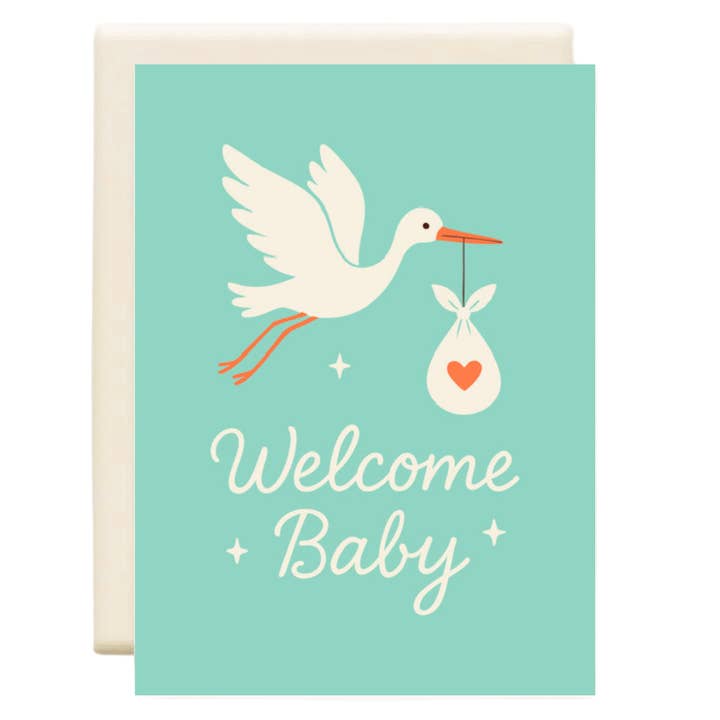 Stork | New Baby Greeting Card for wholesale by Inkwell Cards