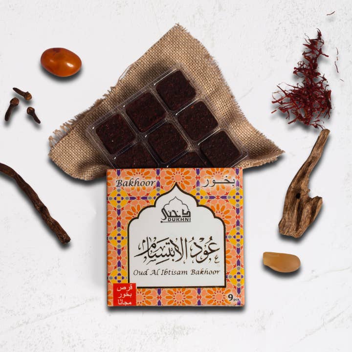 Oud Al Ibtisam Bakhoor I 9 pcs Briques d'encens florales arabes pour la vente par Dukhni