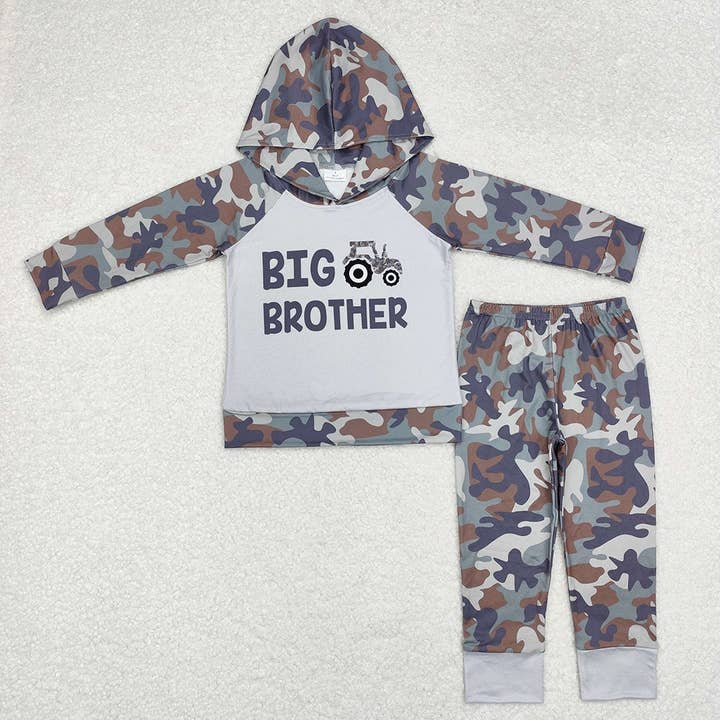 Baby Boys Big Brother Camo Hooded Top Pants Outfits Sets for wholesale by Aier Wholesale