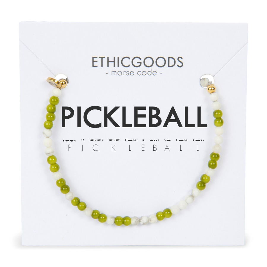 Lime Howlite 3mm Morse Code Bracelet | PICKLEBALL for wholesale on Faire1