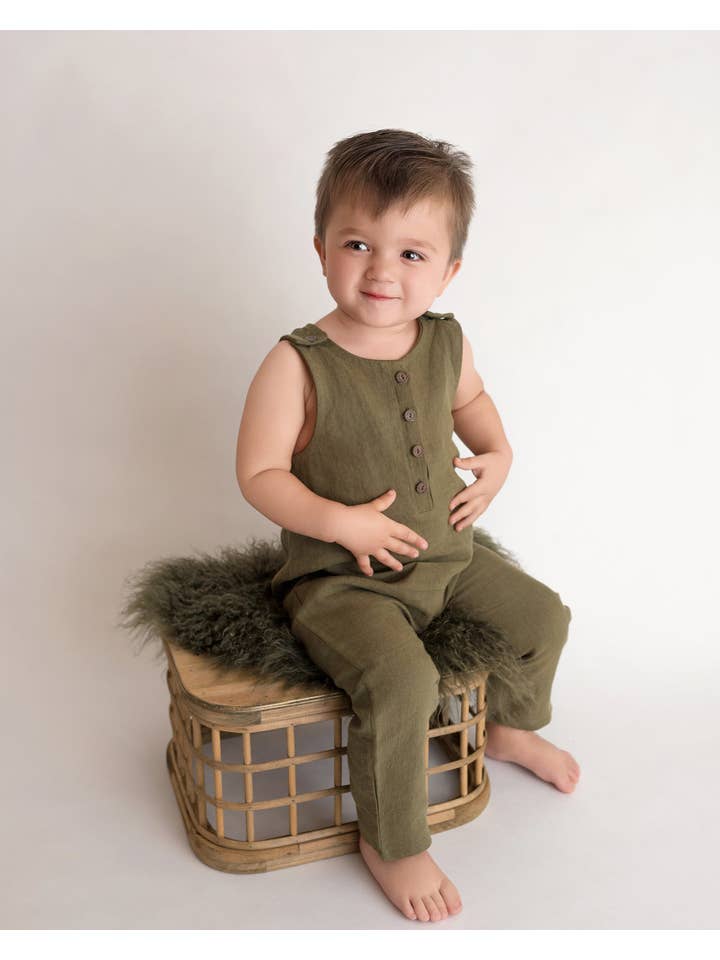 OLIVE & CRADLE - Wholesale Jumpsuit - Baby - Pierre II Linen Jumper5