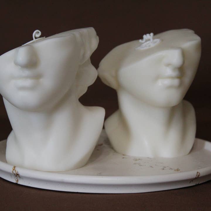 Énorme Bougie Visage Demi-David, Bougie statue pour la vente par Aguas Claras Organics