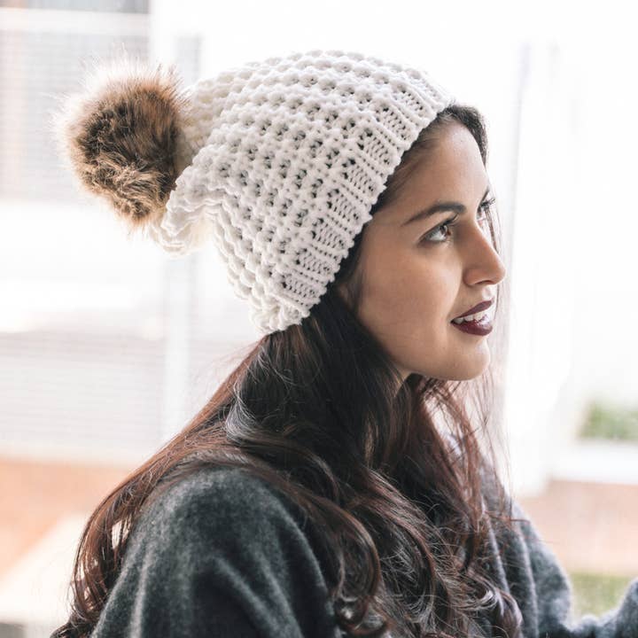 Leto Accessories - Wholesale Beanie - Women's - Fall & Winter Beanie – Textured Knit with Playful Pom Pom1