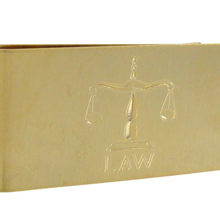 Gold Plated Law Scales Money Clip – Etched Design for wholesale by Things2Die4