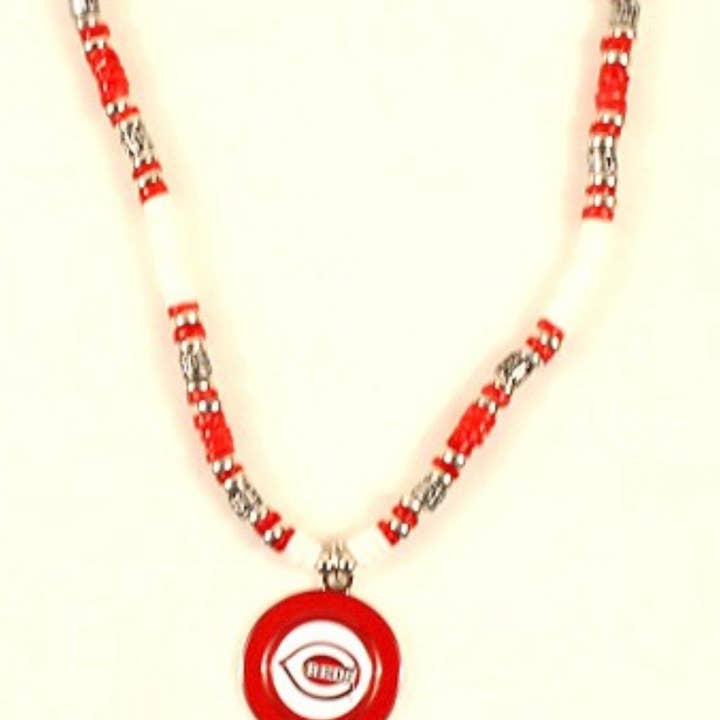 Natural Stone Necklace 18"- Cincinnati Reds for wholesale by St. Louis Wholesale LLC