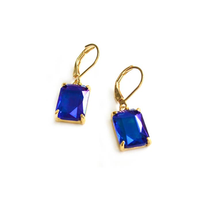 StarryNYC - Wholesale Dangle Earrings - Square Glass Beads Dangle Lever Back Drop Earrings 11