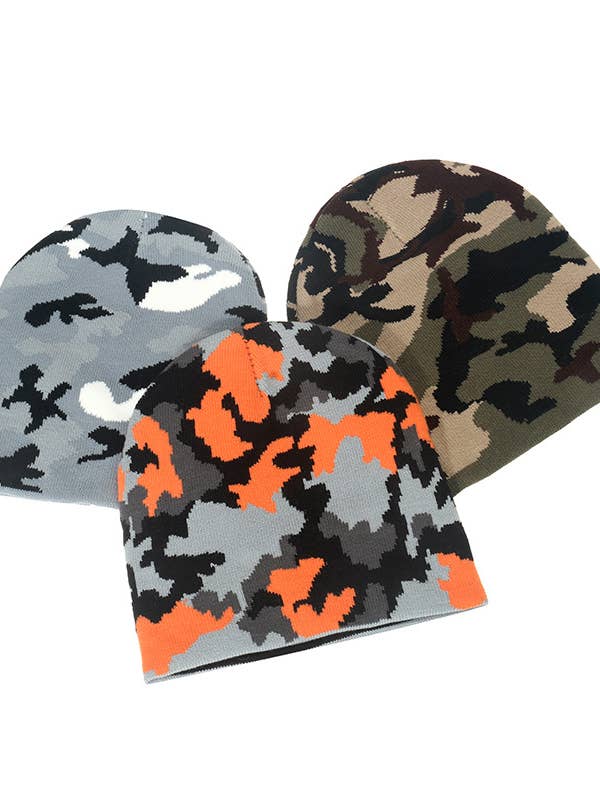 Camo Knitting Beanie Hat for wholesale by Comely Fashion