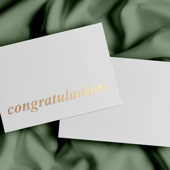'congratulations' gold foil greeting card for wholesale by Gardners Road