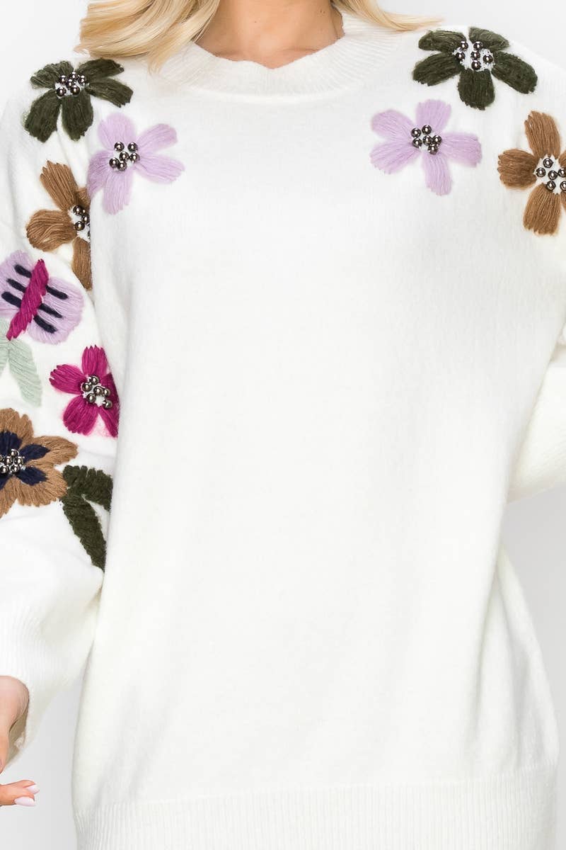 Joh Apparel - Wholesale Pullover-trui - Dames - Scout gebreide gehaakte trui met bloemen7