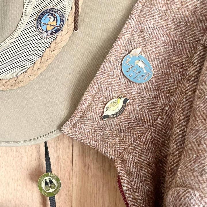 Bridget Farmer Printmaker - Wholesale Lapel pin/button - Certified Bird Nerd - Enamel Pin11