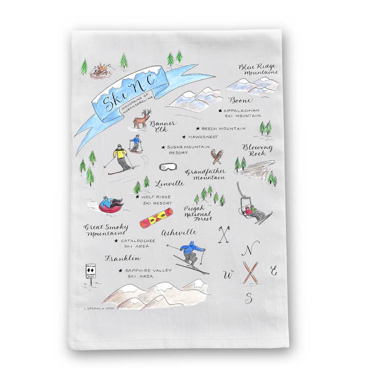 Ski NC Tea Towel for wholesale by The Write Occasion Calligraphy