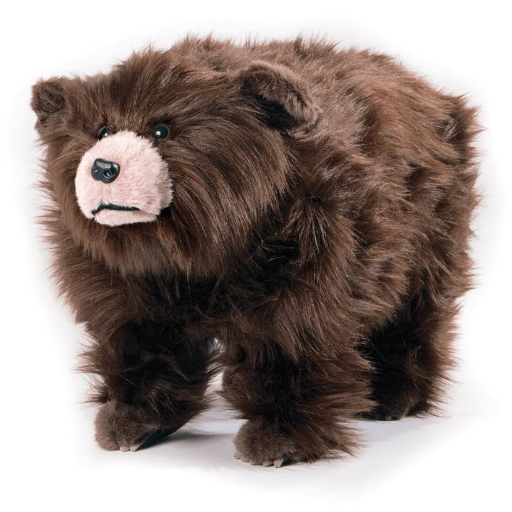 Griz the Shaggy Brown Bear Footstool for wholesale by Carstens, Inc.