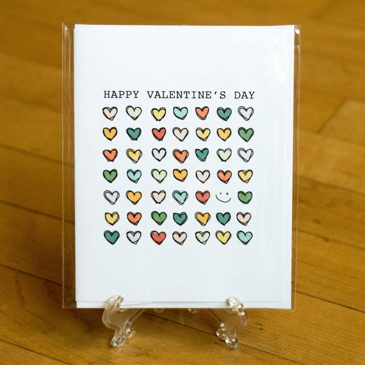 Valentine's Day Hearts & Smile Card for wholesale by abigail hausman design & illustration