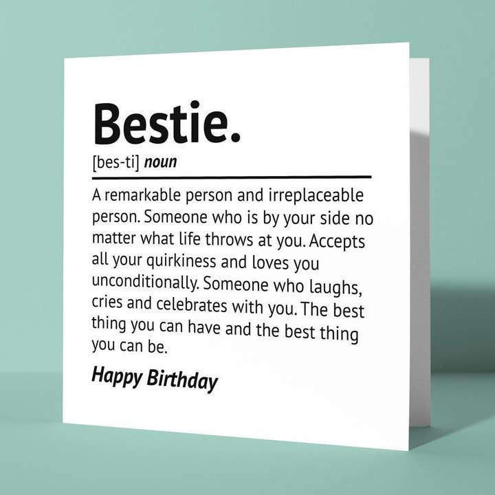 Definizione di Migliori Amiche - Biglietto di Compleanno per la vendita all'ingrosso da parte di Peacock Printing