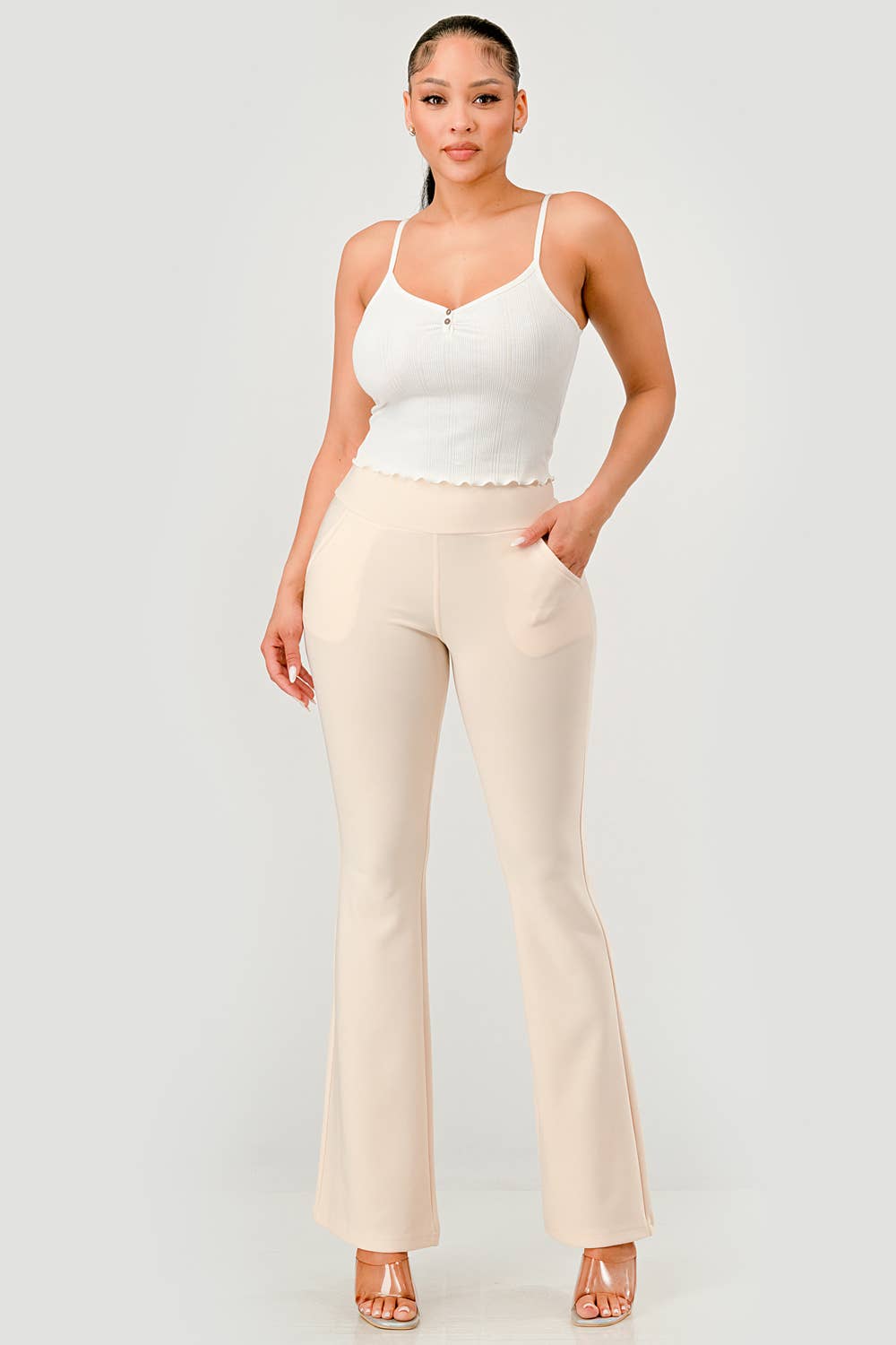 REDFINCH APPAREL INC - Wholesale Pants - Women's - Womens Tummy Control Butt Sculpting Flare Pants With Pockets35