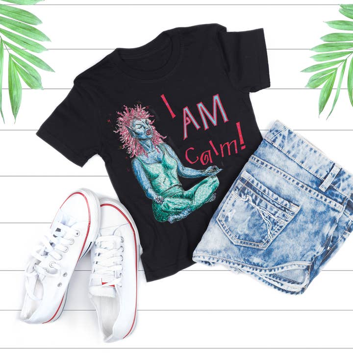 Hannah Kate Makes - Wholesale T-Shirt (Graphic) - Unisex - I AM Calm! T-shirt - Black - 100% Cotton - Regular/Fitted0
