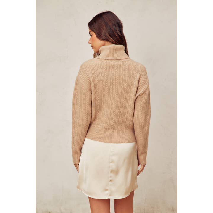 Dress Forum - Wholesale Knit Sweater - Women's - Fluffy Cable Detail Turtle Neck Sweater (1)3