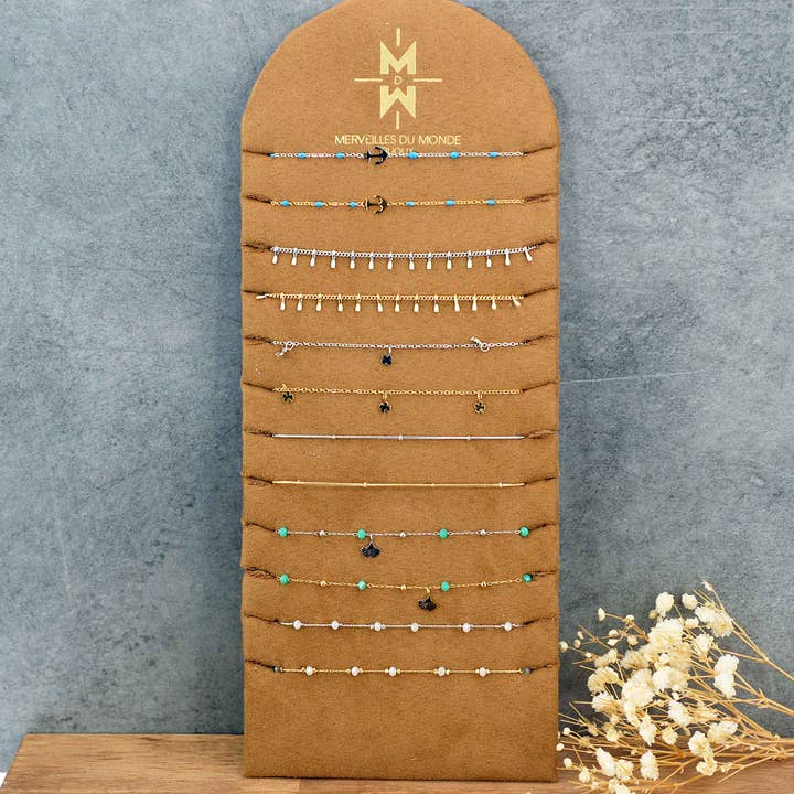 Merveilles du Monde - Wholesale Jewelry Set - Cards of 12 ankle chains