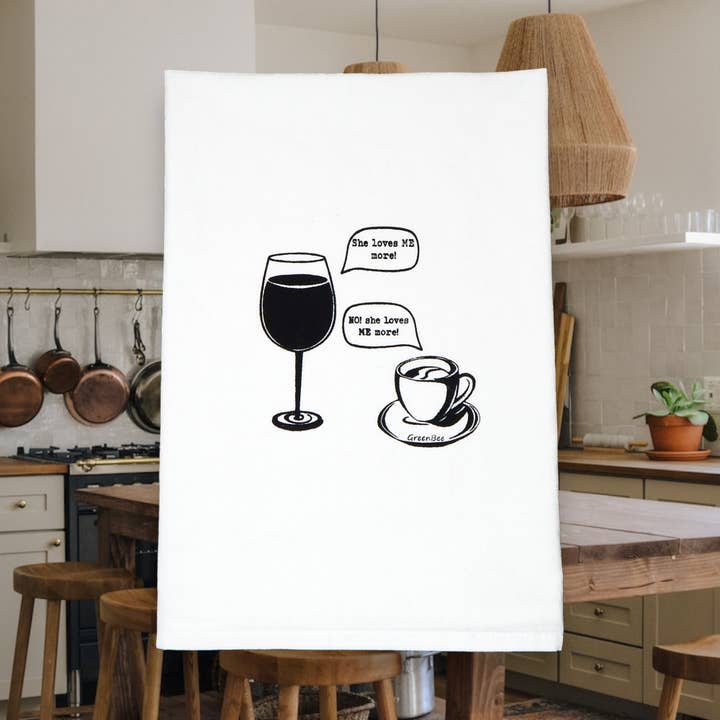 Green Bee Tea Towels - Wholesale Tea Towel - Wine v Coffee Kitchen Towel | Tea Towels | Funny Dish Towels2