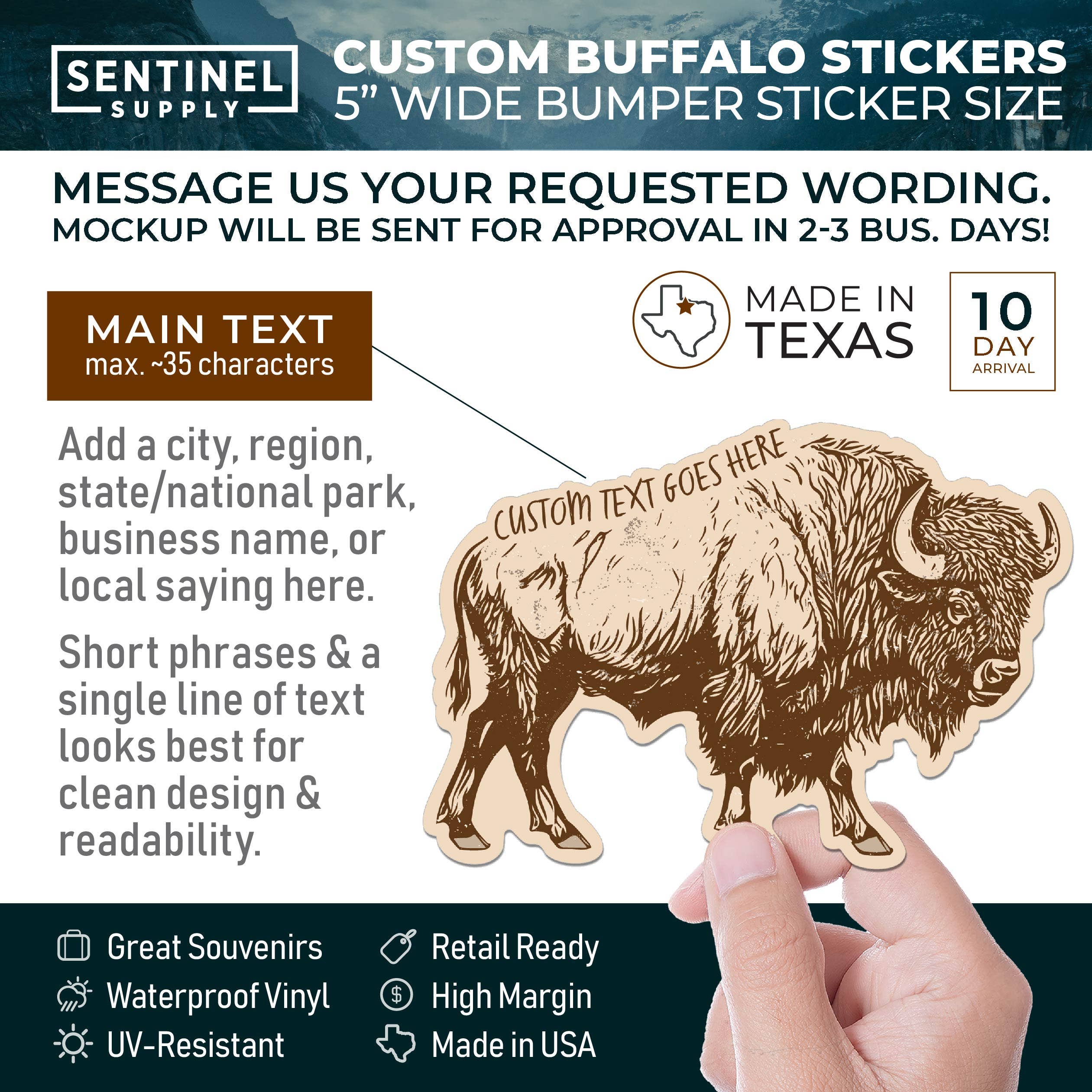 Sentinel Supply - Wholesale Sticker - Op maat gemaakte buffelstickers - Name Drop Nature-stickers1