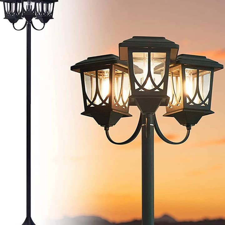 SmartYard Aluminum 74.8“ Outdoor Lamp Post Lights ,3-Head Waterproof Street Lights 60 Lumen for wholesale by OutdoorSolarOutlet