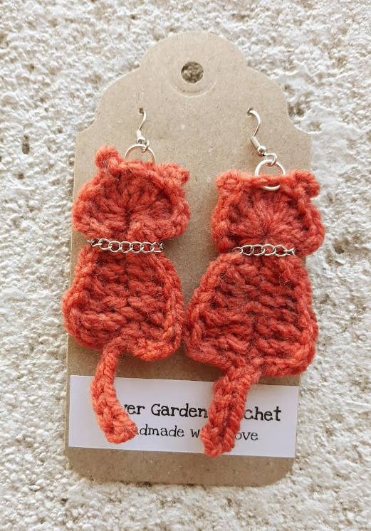 Clover Garden Crafts - Wholesale Dangle Earrings - Crochet Cat or Fat Bottomed Kitten Kitty Earrings 7