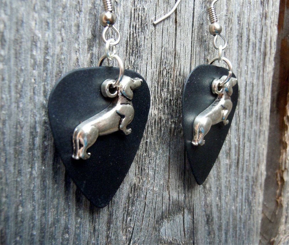 Simply Raevyn - Wholesale Dangle Earrings - Dachshund Charm Guitar Pick Earrings5