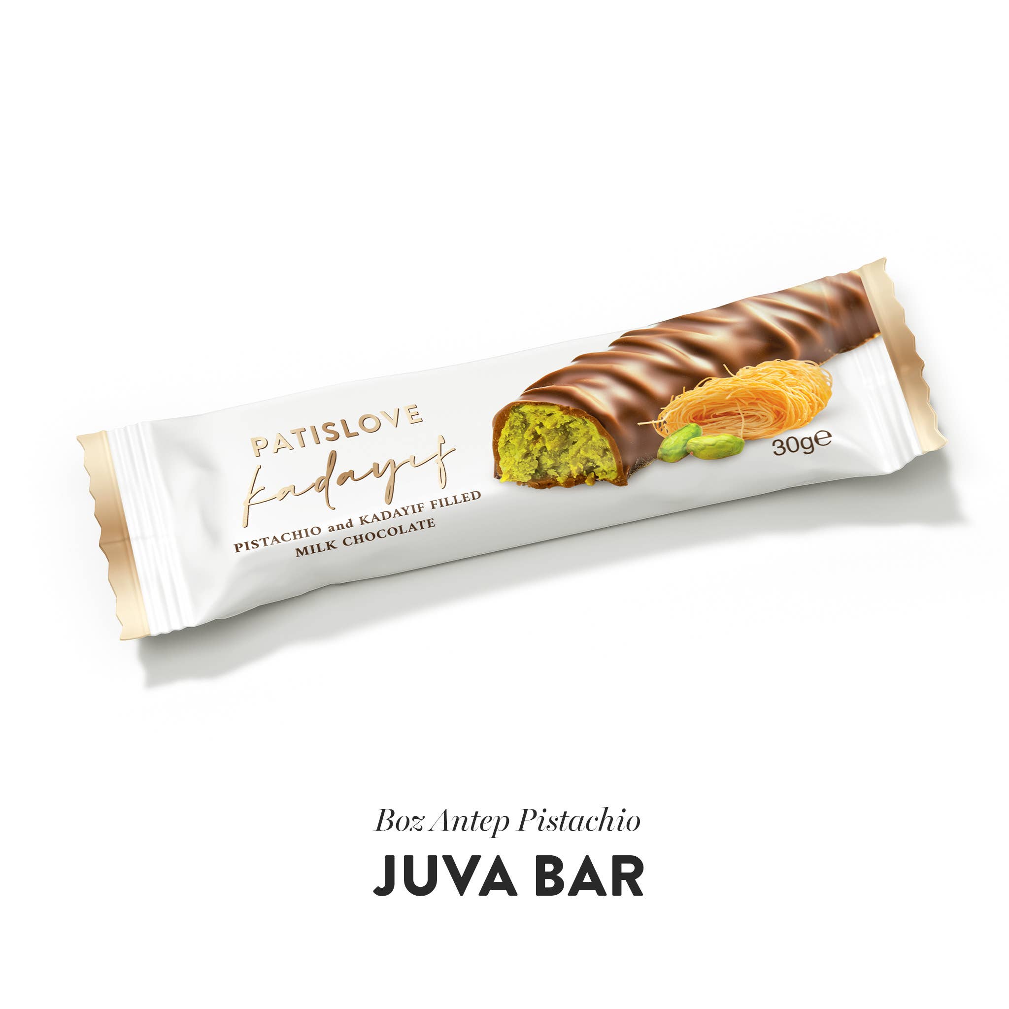 Patislove - Vente Barre chocolatée - Chocolat au lait fourré pistache et kadayif, 30 g7