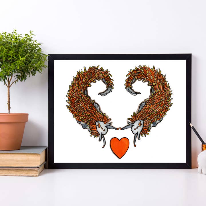 Impression d'art aquarelle « Nudibranch Love » - 20,3 x 10 cm pour la vente par PinkPolish Design