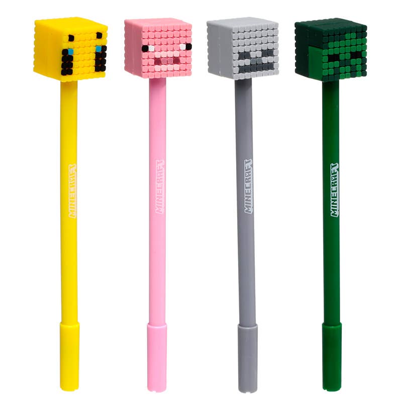 Puckator EU - Vente Stylos - Stylo Minecraft avec figurine (Cochon/Abeille/Zombie/Squelette)1