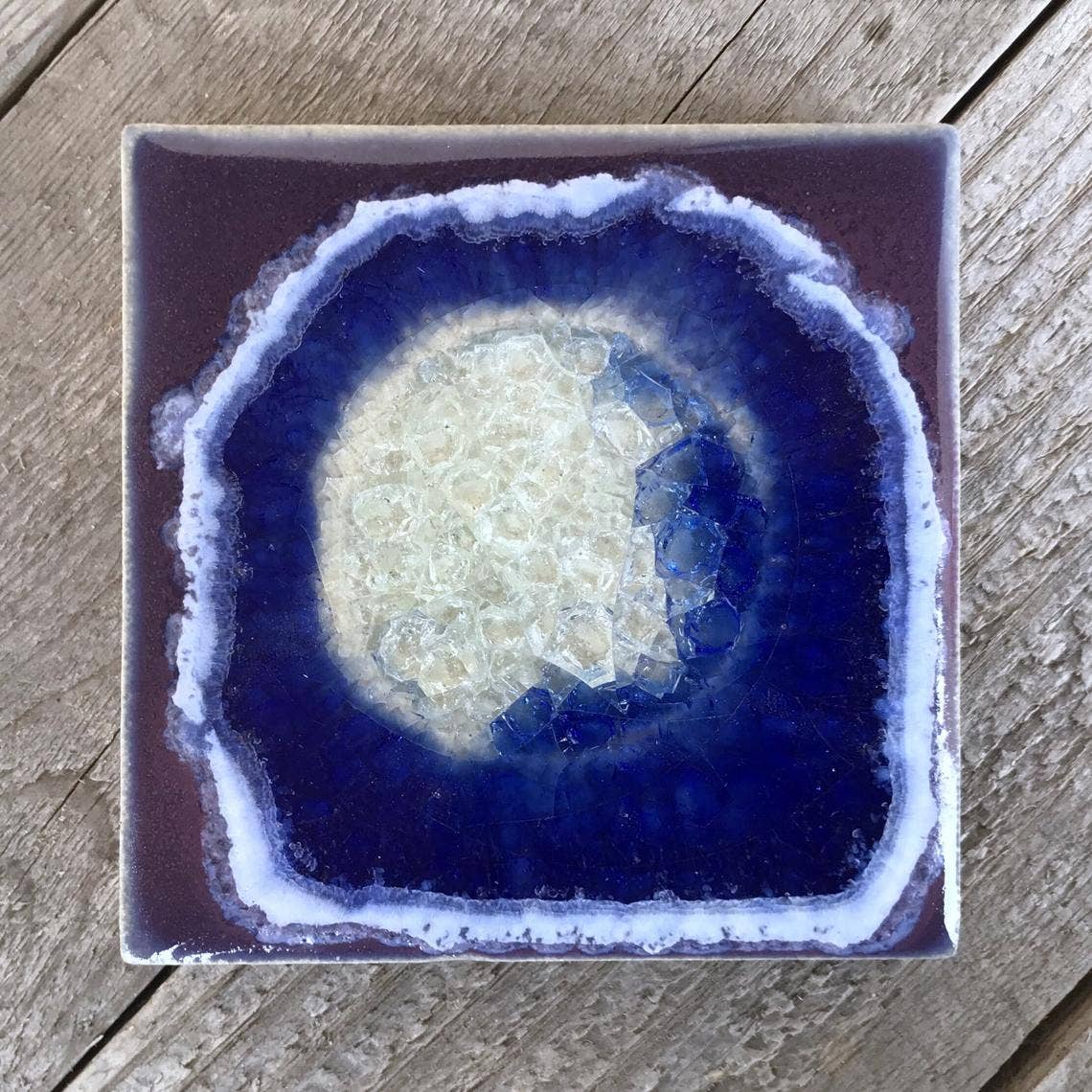 Dock 6 Pottery - Vente Sous-verre - Sous-verre Geode Crackle, individuel, 4 « x 4", verre fondu22