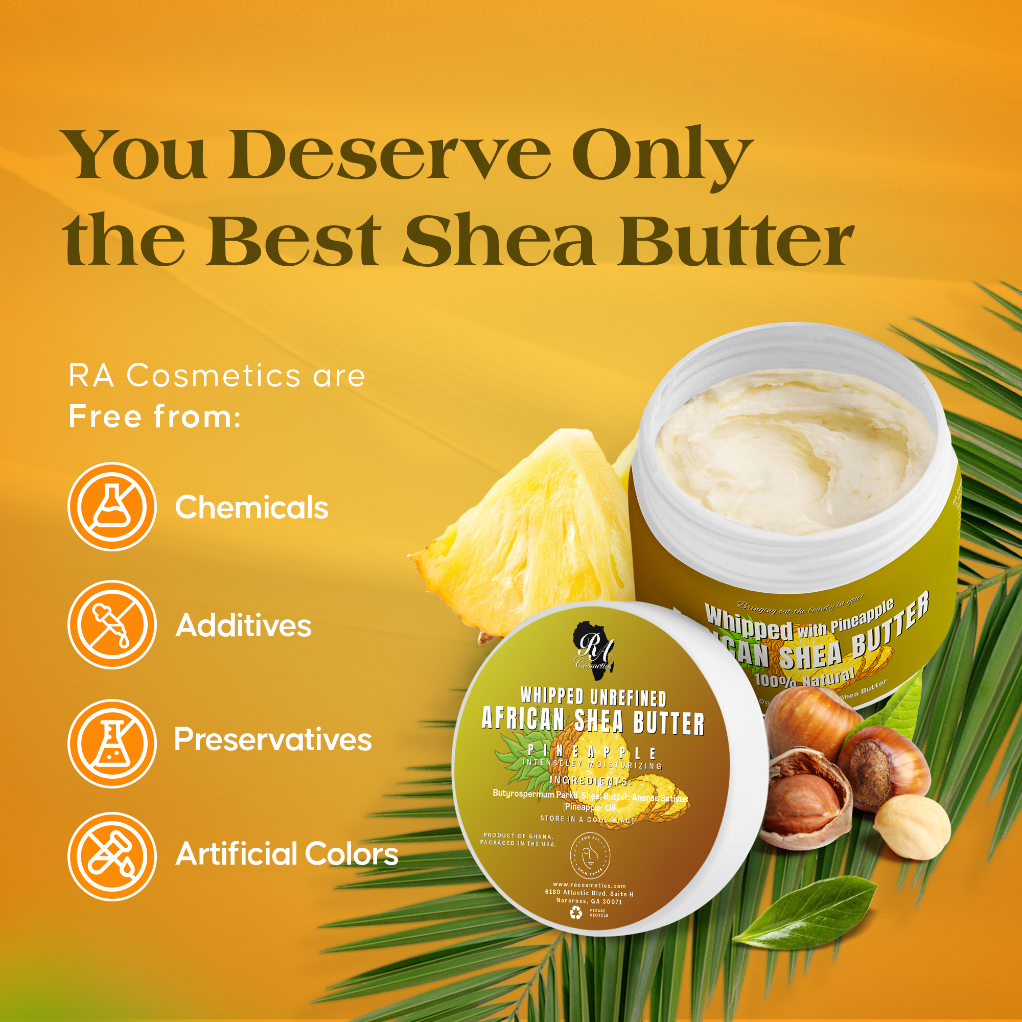 RA Cosmetics - Wholesale Body Balm/Butter - Whipped African Ivory Shea Butter, Pineapple - 12oz4