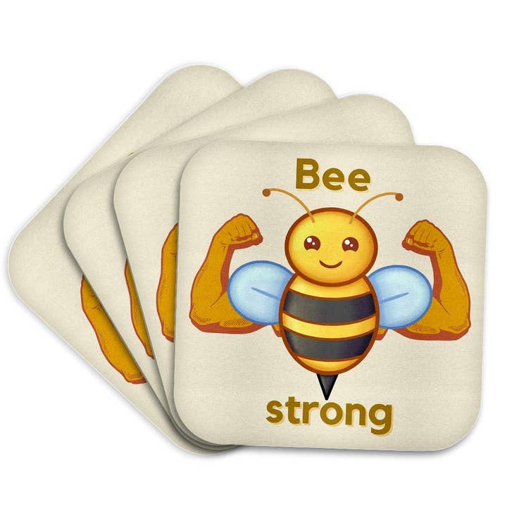 3dRose - Wholesale Coasters - 3dRose, Cute Image of Bee with Text of Bee Strong, Coaster7