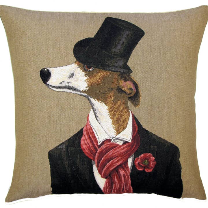 Decorative Pillow Cover Whippet with Scarf for wholesale by yapatkwa - art of the loom