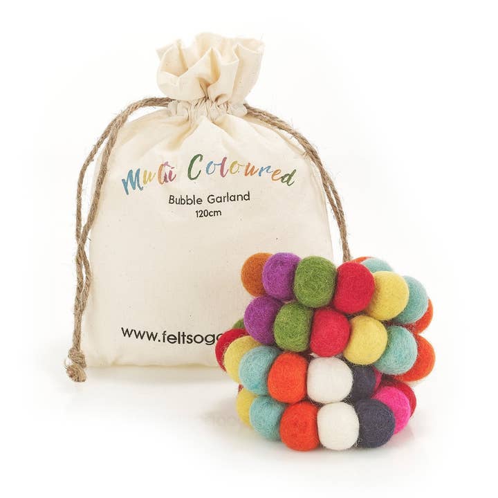 Felt So Good - Vente Fanion/guirlande - Guirlande à bulles multicolores en feutre biodégradable fait main1