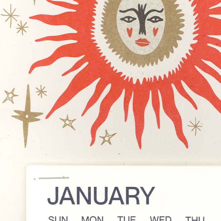 Back of Beyond Press - Wholesale Calendar - Vintage Red Sun Risograph Tear-Off Calendar 20261