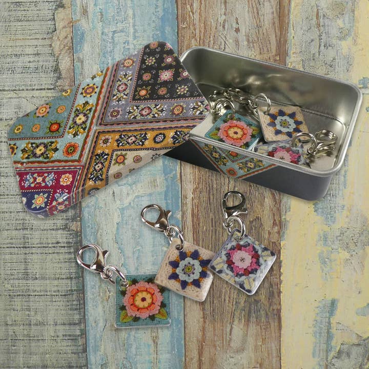 Fruit Garden Crochet Stitch Markers In A Tin (Set of 6) for wholesale by Emma Ball Ltd