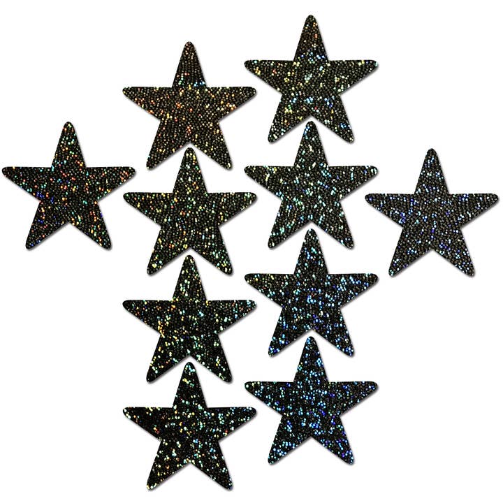 Body Minis: 10 Mini Black Glitter Stars by Pastease® for wholesale by Pastease®