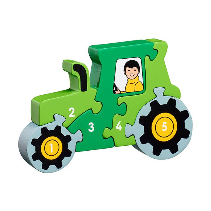 Tractor 1-5 puzzle - Handmade fair trade wooden kids toy for wholesale by Lanka Kade (UK) Ltd