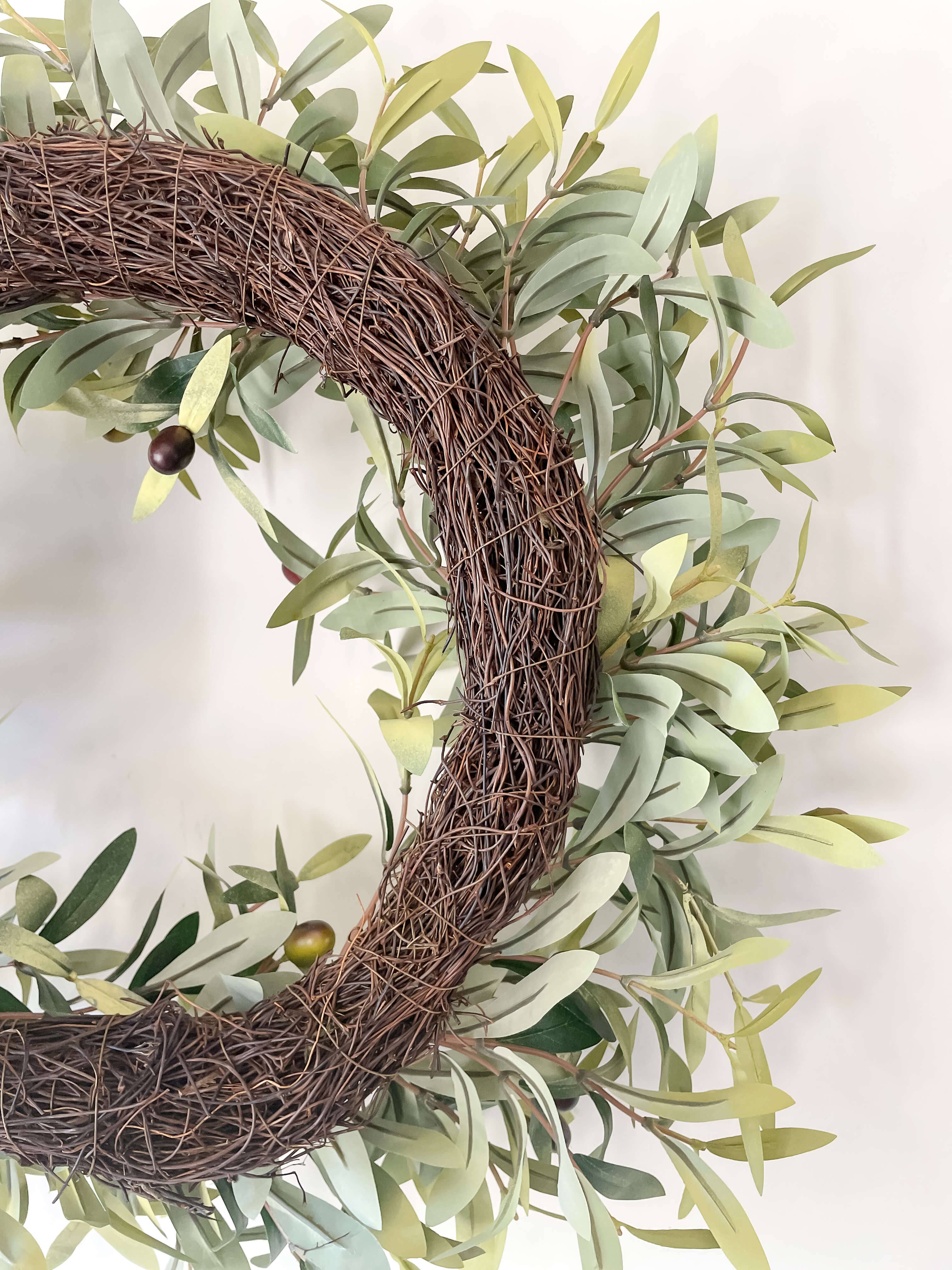 Hycroft Home Decor - Wholesale Wreath - Olive Branch Wreath 24" Faux Greenery3