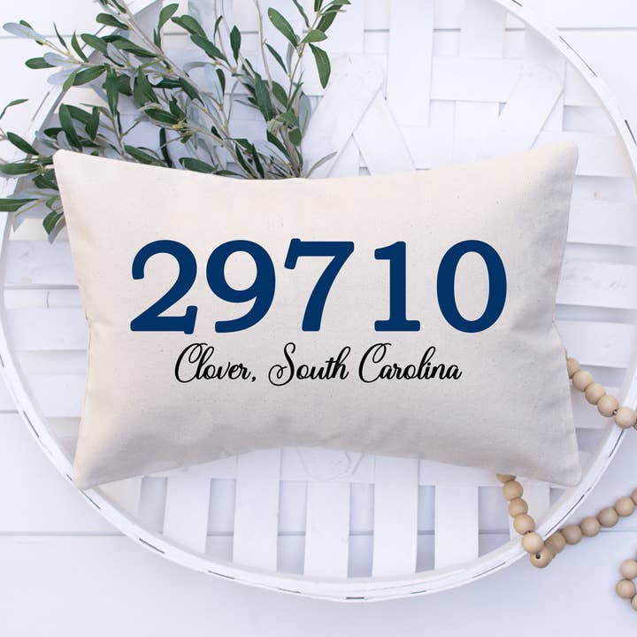 Clover SC Zip Code Lumbar Pillow for wholesale by Goforth Creations