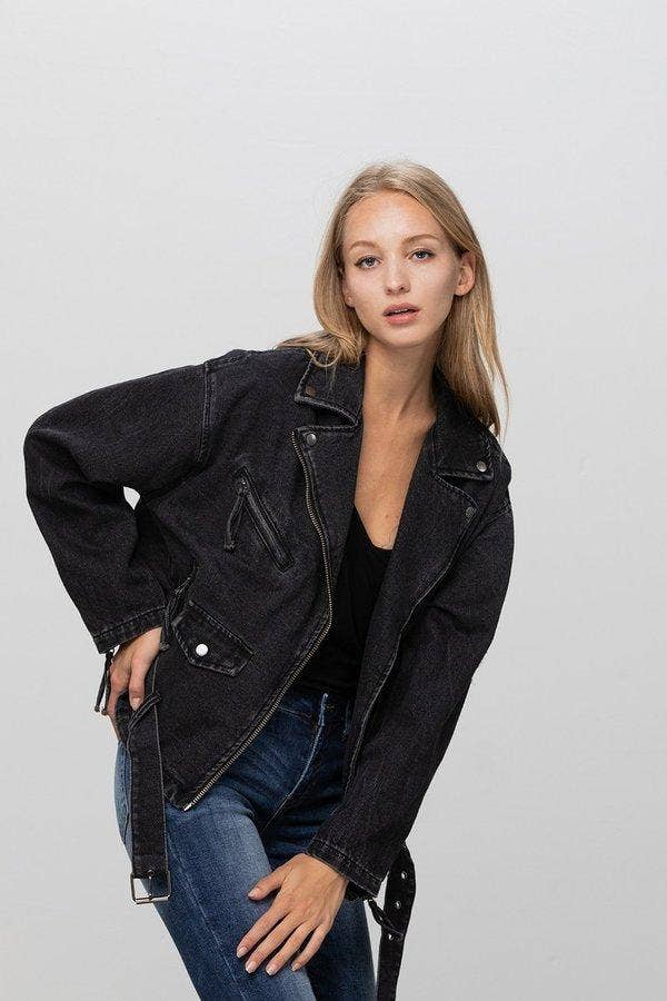 Insane Gene USA - Vente Veste en jean – femme - Veste moto oversize en jean3