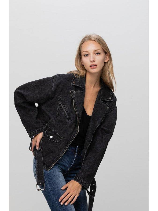 Insane Gene USA - Vente Veste en jean – femme - Veste moto oversize en jean3