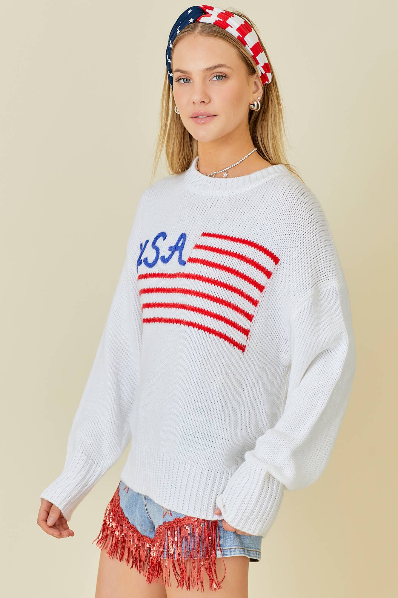 HVID USA amerikansk flag 4th of juli-trøje for engroshandel på Faire10