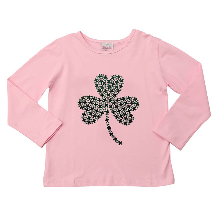 Sparkle Sisters by Couture Clips - Wholesale T-Shirt - Kids - Beaded Shamrock on Long Sleeve Tee0
