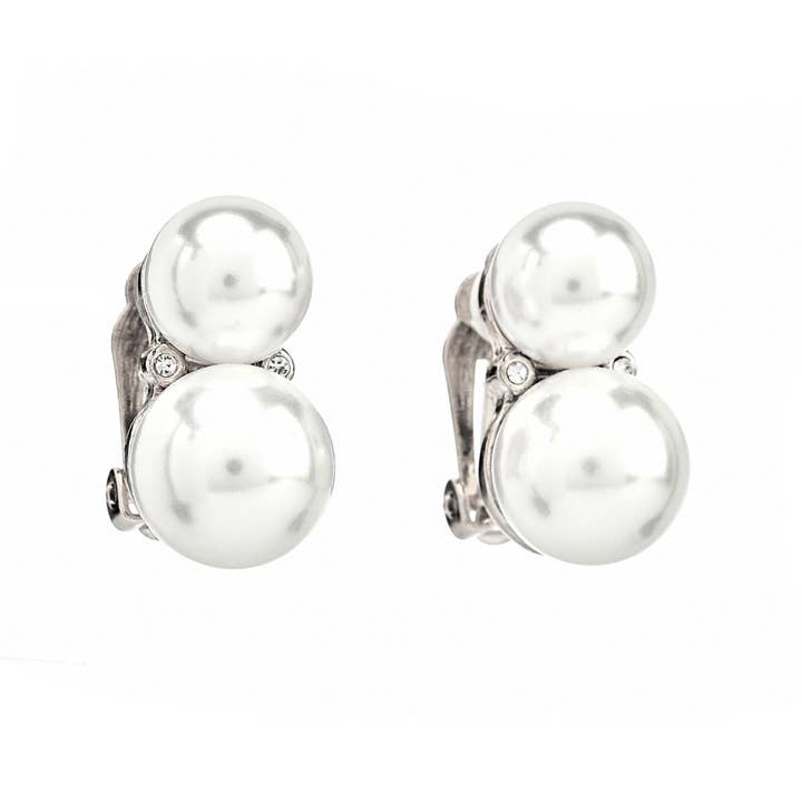 Double Pearl Clip-On Earrings for wholesale by Kenneth Jay Lane
