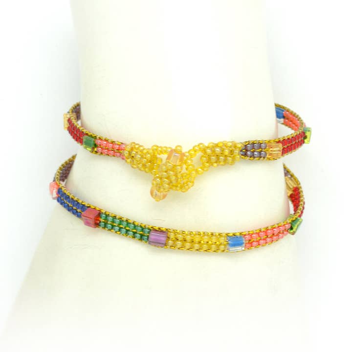 Dunitz & Company - Wholesale Beaded Bracelet - Skinny Metallic Rainbow Bracelets