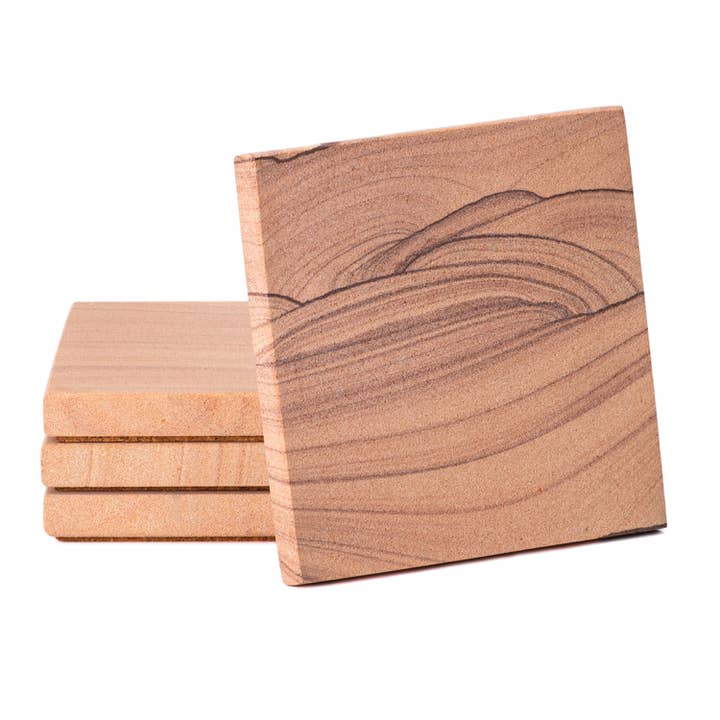 CounterArt/Highland Home/Thirstystone/CoasterStone - Wholesale Coasters - Thirstystone Desert Sand 4 Pack Natural Sandstone Coasters