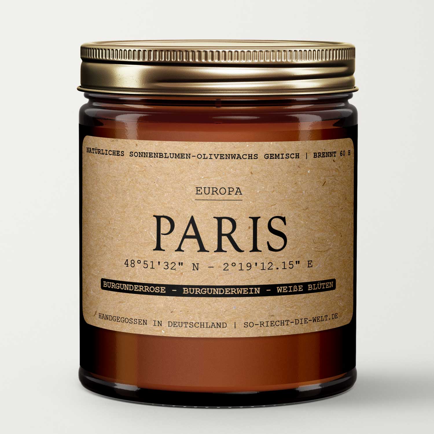 So riecht die Welt - Vente Bougie en bocal - Bougie parfumée Paris - rose bordeaux, vin de Bourgogne, fleurs blanches1